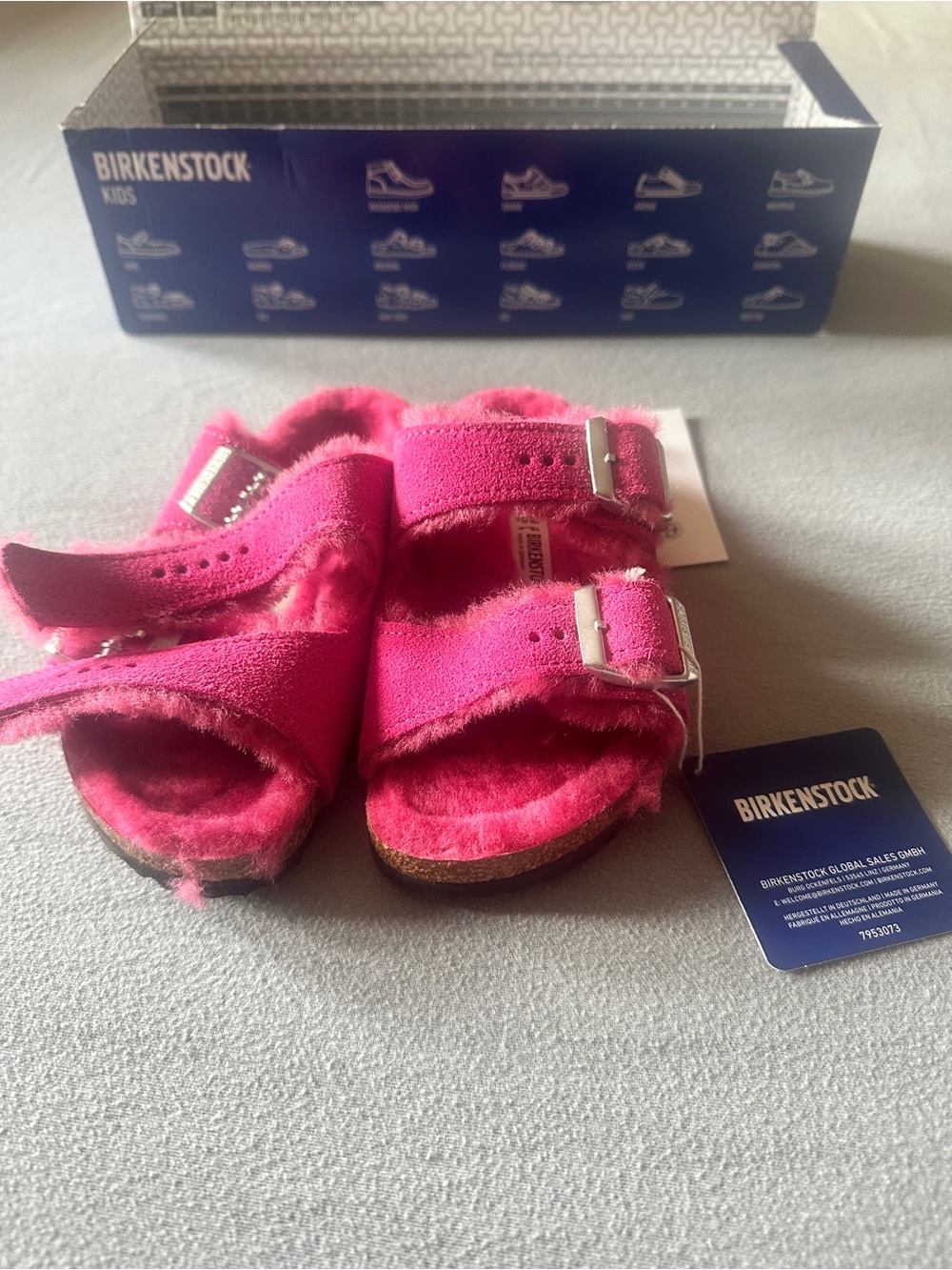 Birkenstock Kids Hot Pink shearing Arizona Sandals